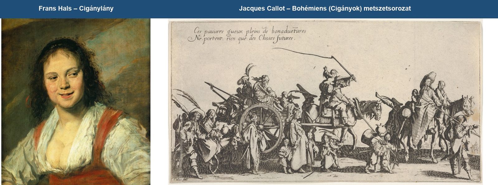 Frans Hals: Cigánylány · Jacques Callot: Bohémiens metszetsorozat